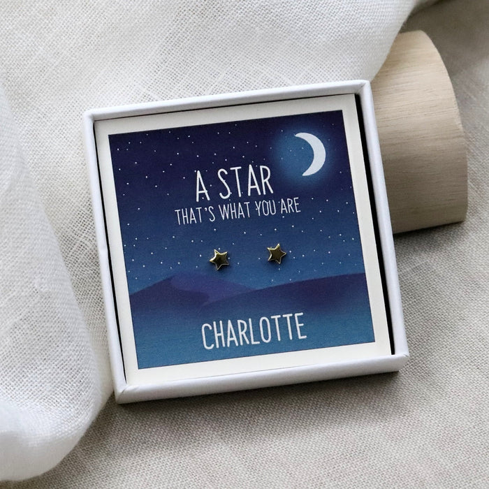 Sterling Silver 'You Are A Star' Star Earrings