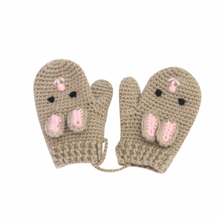 Hand Crochet Kids Bunny Mittens