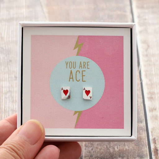 Sterling Silver 'You Are Ace' Playing Cards Earring
