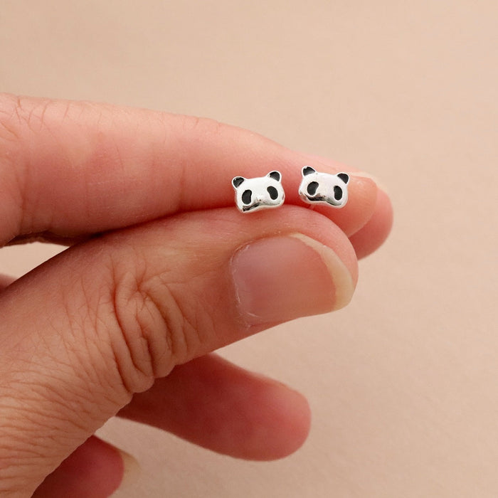 Sterling Silver Panda Earrings