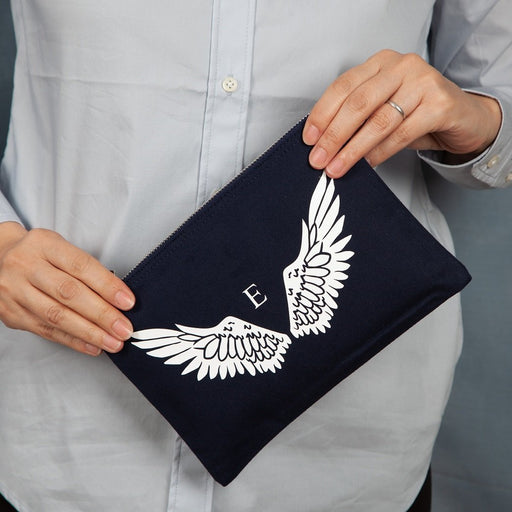 Personalised Angel Wing Initial Pouch Bag