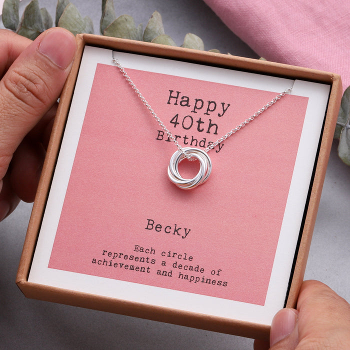 Sterling Silver Happy 40th Birthday Necklace