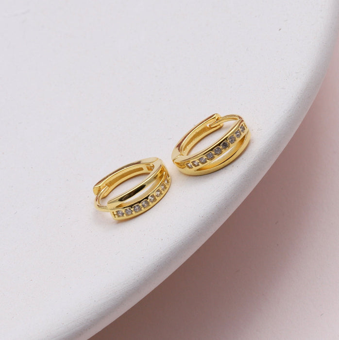 Gold plated sterling silver double hoop earrings