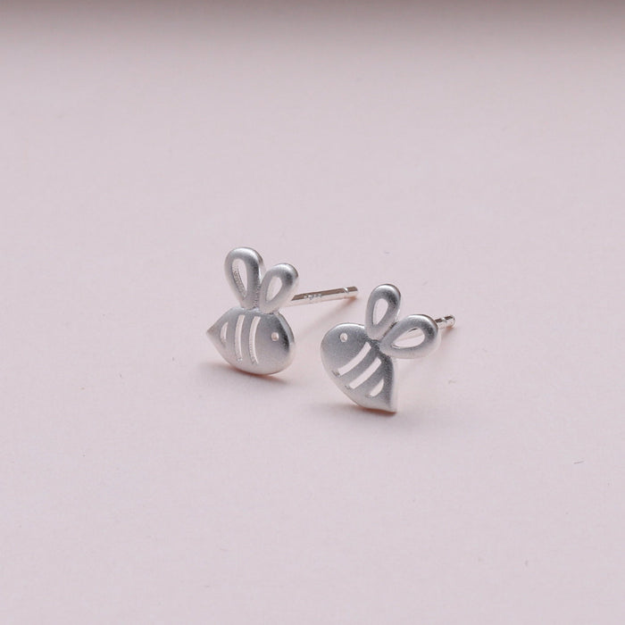 Sterling Silver Bee Earrings Studs