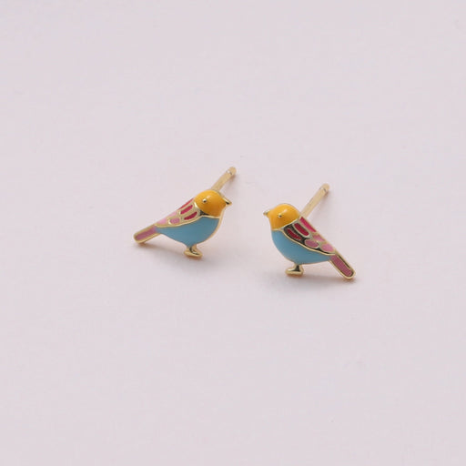 Mini Enamel Bird Earring Studs