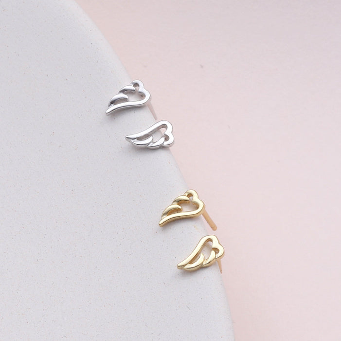 Sterling Silver Cutout Angel Wing Earrings