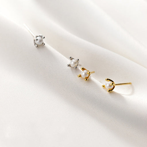 Sterling Silver 'One Of A Kind' Pearl Earring Studs