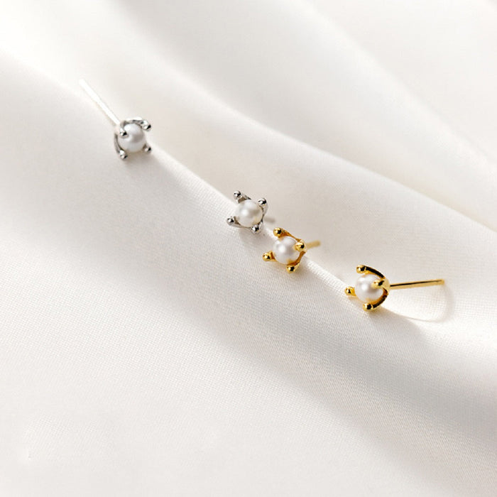 Sterling Silver 'One Of A Kind' Pearl Earring Studs