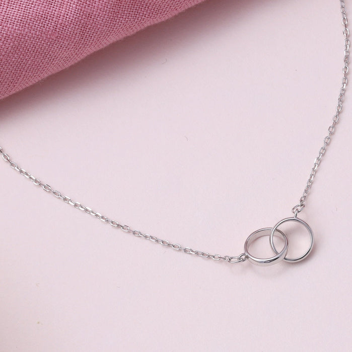 Sterling Silver two circles linked necklace