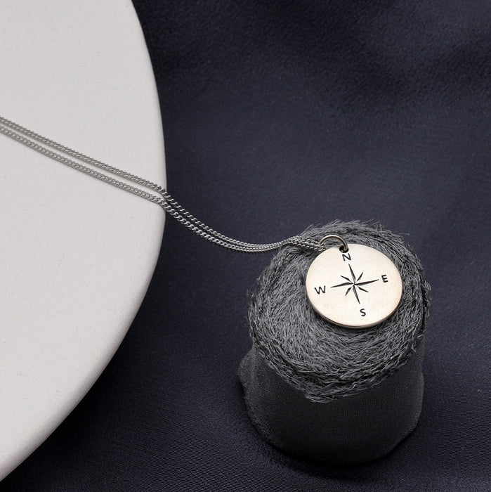 Sterling Silver Compass Necklace Personalised
