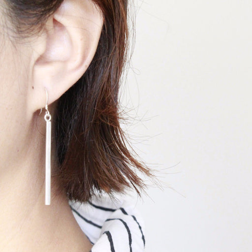 Handmade Fine Silver Long Bar earrings