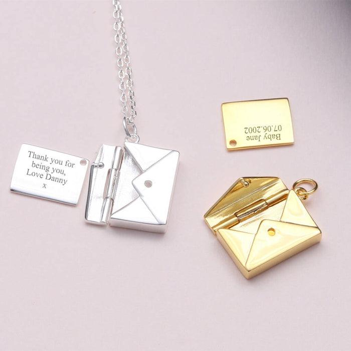 Sterling Silver Envelope Pendant Necklace — the attic store