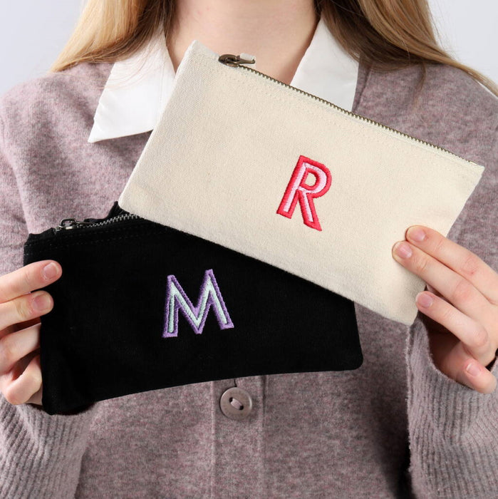 Personalised Embroidered Initial Makeup Or Pencil Case