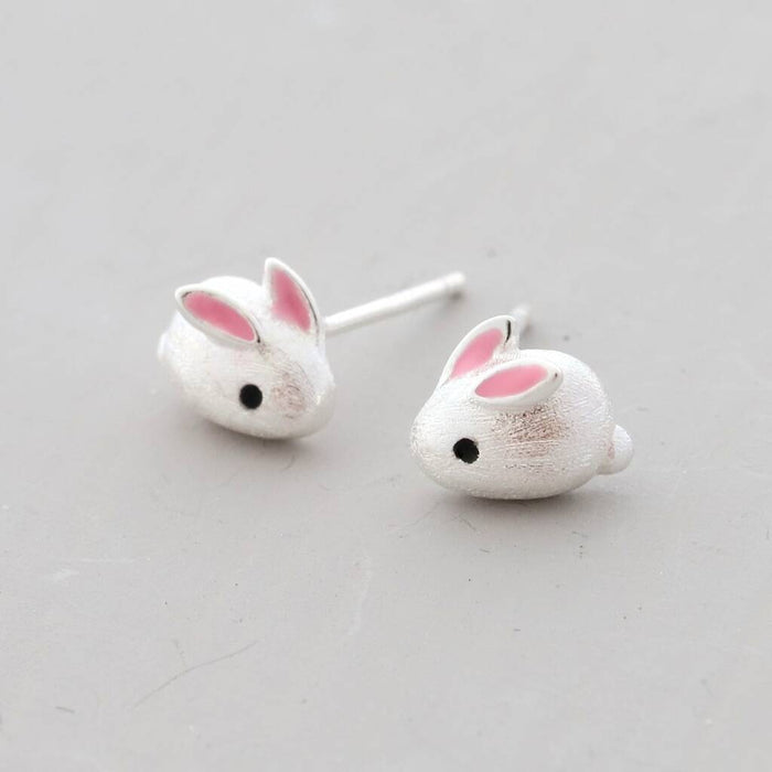 Sterling Silver Bunny Earrings Studs