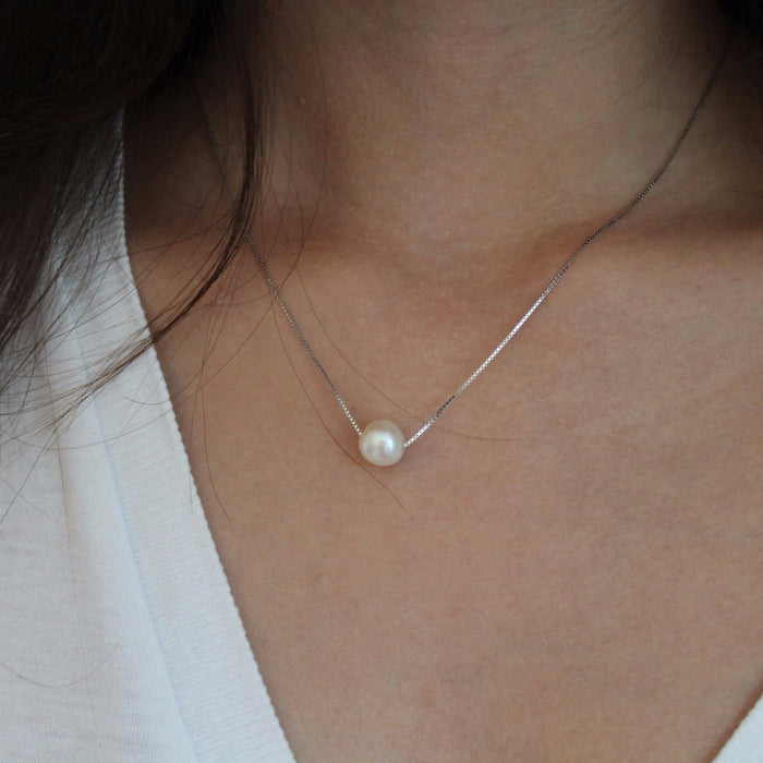Sterling Silver Floating Pearl Necklace