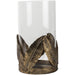 Hurricane Candle Lamp in Golden Leaves DesignGrand illusions home and garden