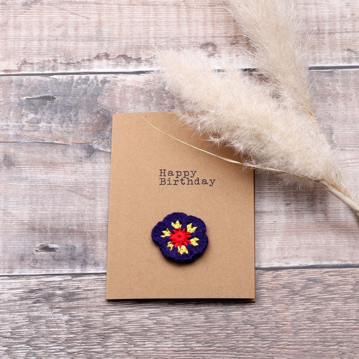 Personalisable greeting cards with crochet flower "Happy Birthday"