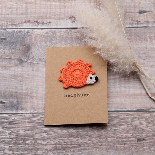 Personalisable greeting cards with crochet large hedgehog "Hedgehugs"