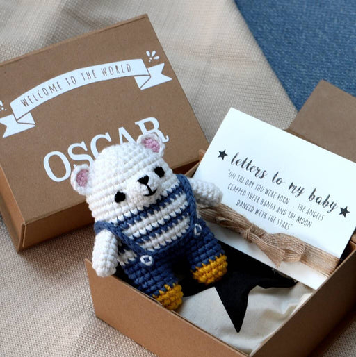 Personalised Baby Keepsake Box With Polar Bear Toy