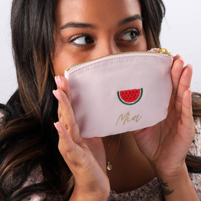 Embroidered Personalised Fruit Purse