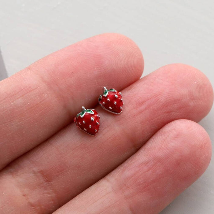 Love You Berry Much Sterling Silver Strawberry Earrings