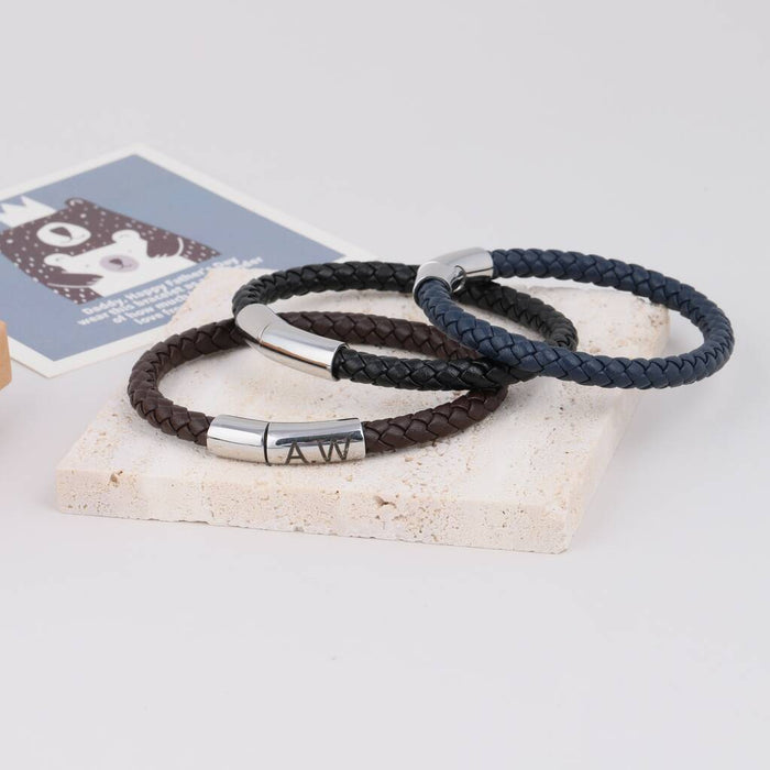 Personalised Leather Bangle For Men