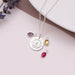 Sterling Silver Wreath Initial Birthstone Necklace