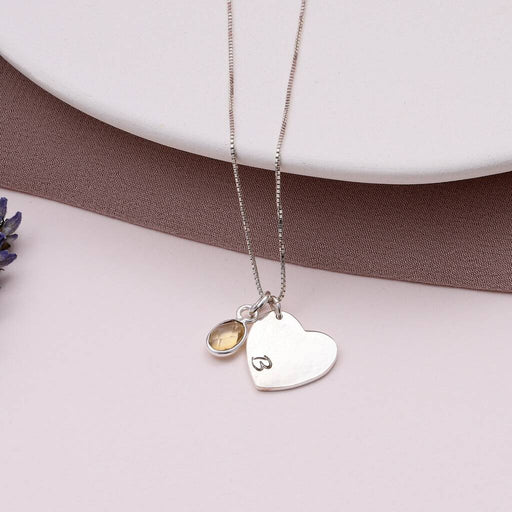 Sterling Silver Hammered Heart Pendant Initial Necklace