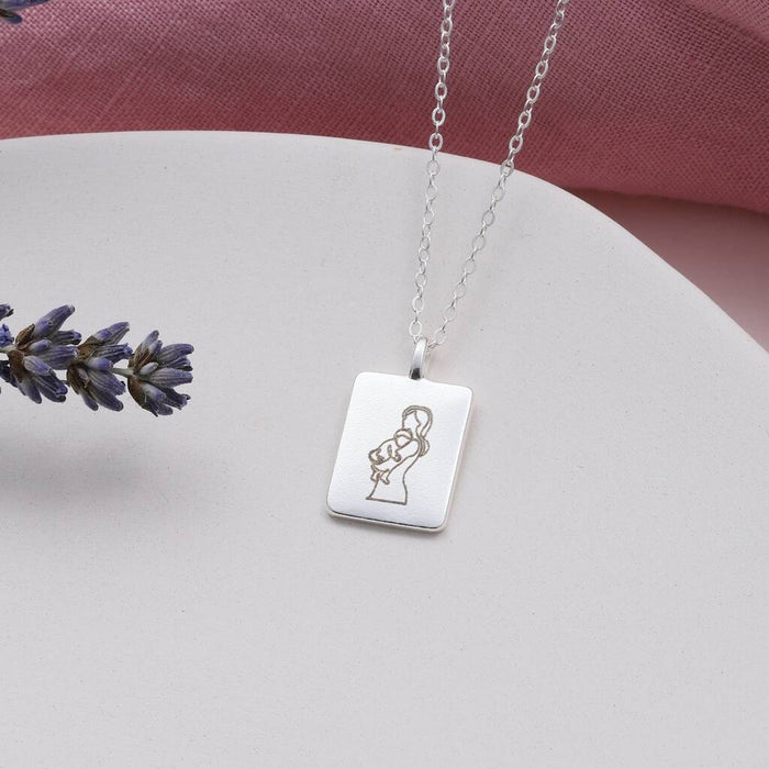 Sterling Silver Mother And Baby Portrait Necklace
