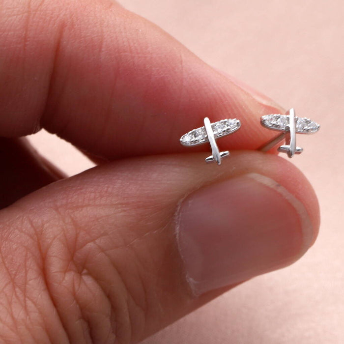 Sterling Silver Tiny Little Aeroplane Earrings