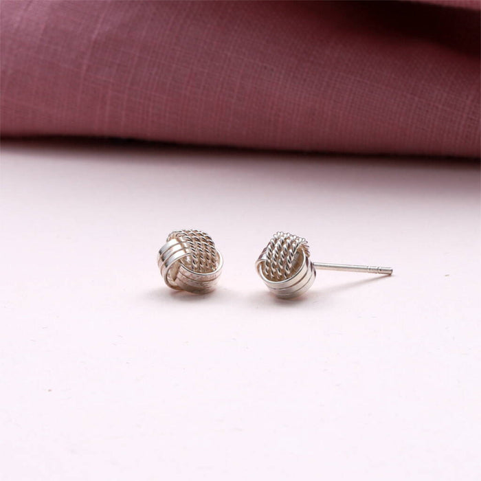 Sterling silver wrapped knot earrings