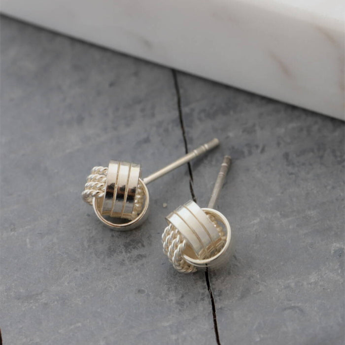 Sterling silver wrapped knot earrings