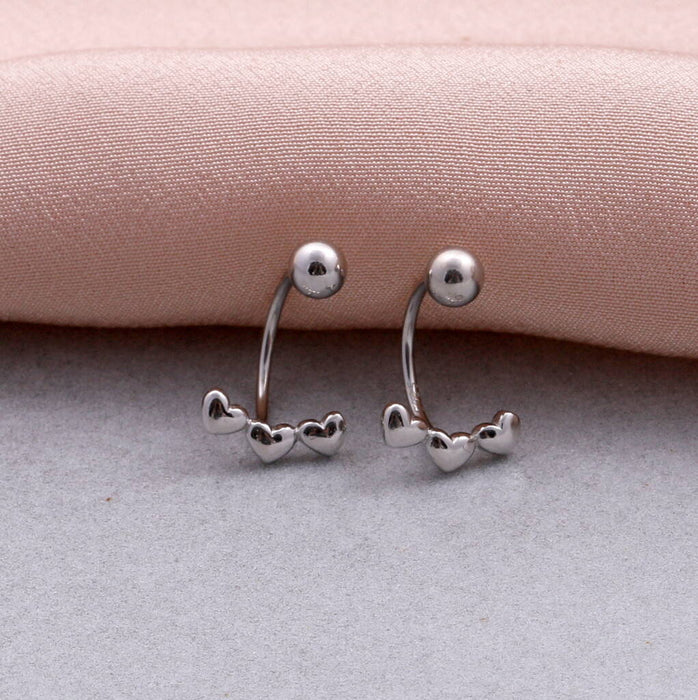 Sterling Silver Three Hearts Ear Jacket