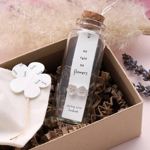 Message Bottle Earrings 'Flower And Rain'NuNu Jewellery 2023Jan, message bottle
