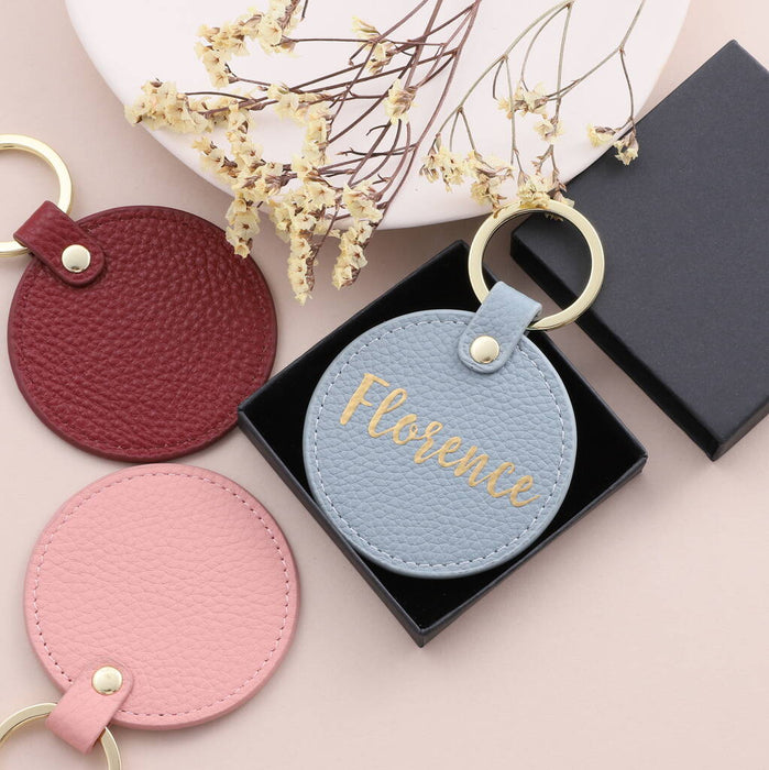 Personalised Initial Leather Round Key Ring