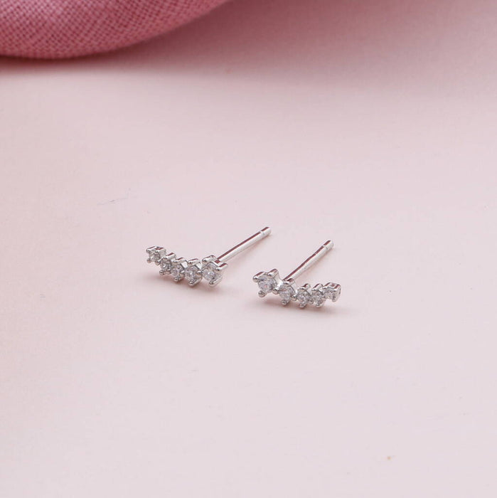 Sterling Silver Crystal Cluster Earrings Studs